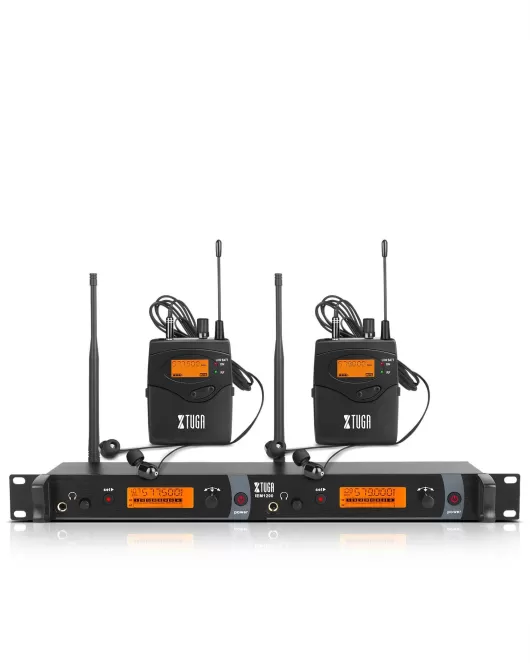 Xtuga IEM1200 2 BodyPacks Professional 2 Channel Best In Ear Monitor System For Singers