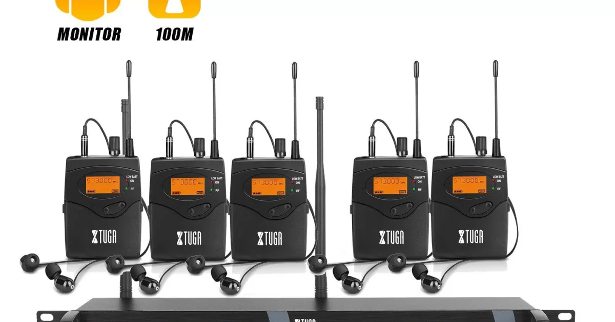 XTUGA IEM1200 Wireless in Ear Monitor System 2 Channel 2/4 Bodypacks  Monitoreo con auriculares Tipo inalámbrico utilizado para escenario,  estudio e