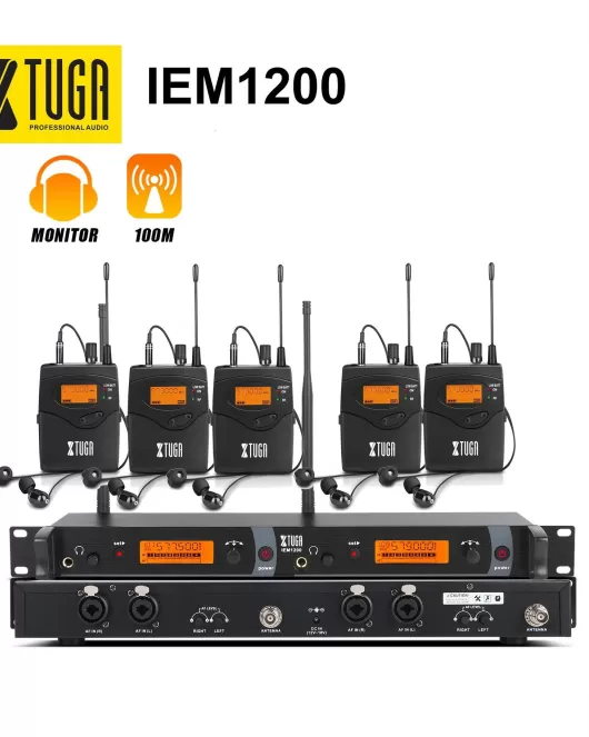 Xtuga IEM1200 5 Bodypack Wireless In Ear Monitor System