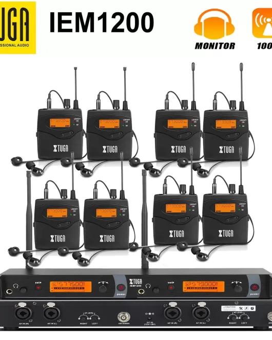 Xtuga IEM1200 8 Bodypack Wireless en el sistema de monitor de oído 