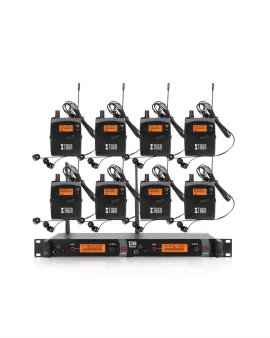 Xtuga RW2080 - 8 BodyPacks con cable en el sistema de monitor de oído Xtuga RW2080 - 8 BodyPacks con cable en el sistema de monitor de oído