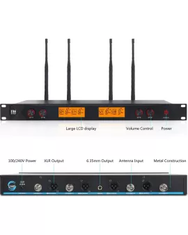 Xtuga A400 de 4 canales UHF Micrófono inalámbrico Xtuga A400 de 4 canales UHF Micrófono inalámbrico