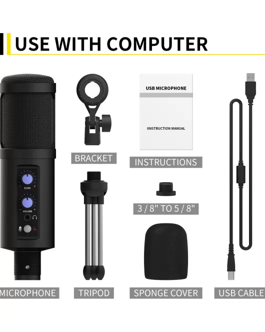 Xtuga BM990 Tipo C y USB Micrófono de Condensador