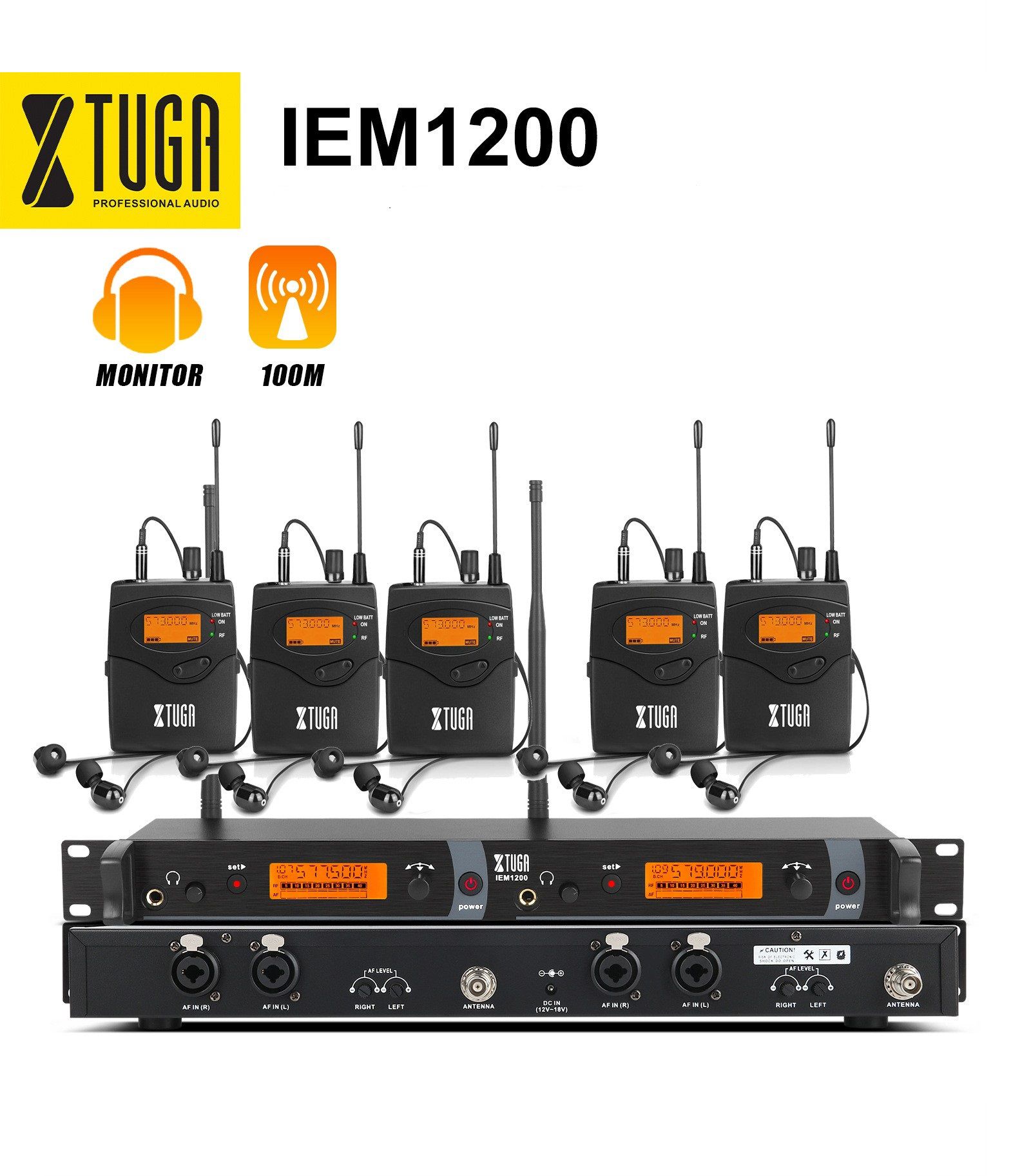Xtuga IEM1200 5 Bodypack Wireless In Ear Monitor System